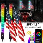 2X 2ft Fat Spiral LED Whip Light Antenna for ATV UTV RZR Polaris Off Road Buggy