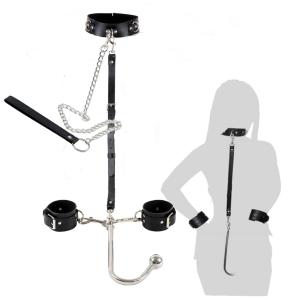 Complete BDSM Starter Kit with Anal Hook, Adjustable Neck Wrist Restraints & ...