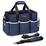 Blue Cleaning Supply Caddy Bag, Wearable Organizer, Dividers, Strap, Household