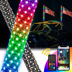 2FT Fat LED Whip APP Controlled Antenas De LED Quick Release Whip Light for UTV