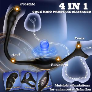 Adult Toys for Men, Remote Control Prostate Massager with Vibrating Cocck Ring,