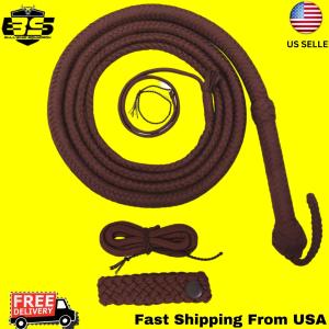 Bullwhip Squadron Paracord Nylon Leather 04 to 12 Feet Long 16 Plaits BULL WHIP
