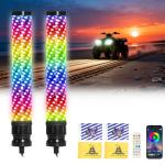 2PCS 2FT Spiral LED Fat Whip Light Antenna RGB Chasing For Can-am X3 RZR UTV ATV