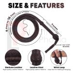 Leather Bullwhip 4–16 Foot 16-Plait Handmade Dark Brown Functional Bull whip