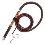 Genuine Leather Australian Stock Whip with 18 inches fine wood handle and 8 Feet