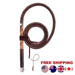 Genuine Leather Australian Stock Whip with 18 inches fine wood handle and 8 Feet