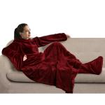Wearable Blanket with Foot Pocket Sleeves Soft Fleece Wrap for Sofa Couch TV