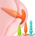 Colorful Anal Training Kit with 3 Beginner Friendly Plugs and Finger Sleeve
