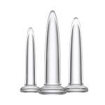 Glass Anal Dilator Set - Trainer Graduated 3-Size Kit - Crystal Clear Glass B...