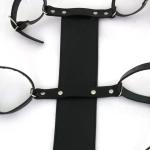 Lockable Genuine Cowhide Leather Body Cuffs BDSM Back Restraint Bondage Set