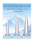 Glass Anal Dilator Set - Trainer Graduated 3-Size Kit - Crystal Clear Glass B...