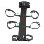 Lockable Genuine Cowhide Leather Body Cuffs BDSM Back Restraint Bondage Set