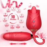 For-Rose-Licking-Vibrator-Clitoral-Thrusting-Dildo-Toys-10 Speed-USE Lubricant