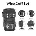 7-Piece Real Leather BDSM Bondage Restraint Set – Adjustable Cowhide Wrist, Ankl