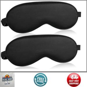 Silk Sleep Mask 2 Pack Blackout Eye Masks Adjustable Strap Soft Blindfolds