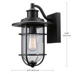 Globe Electric 44094 1-Light Outdoor/Indoor Wall Sconce, Black Finish, Seeded Glass Shade, Coastal Modern Design, Weather-Resistant, E26 Base