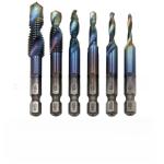 Hex Shank Titanium Plated HSS Screw Thread Metric Tap Drill Bits Screw Machine Compound Tap M3 M4 M5 M6 M8 M10 Hand Tools