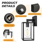 FOLKSMATE 2 Pack Dusk to Dawn Outdoor Wall Light Fixtures, Exterior Porch Light, Waterproof Wall Sconces Lanterns, Sensor Lighting Wall Mount for House Doorway Garage, Black