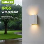 LUXLUCIO 2 Pack Indoor Outdoor White Up and Down LED Wall Light, Modern Bedroom/Porch Wall Lamp, IP65 Waterproof, 5%-100% Dimmable 18W 1620lm, 5CCT (2700K-5000K), CRI90+, 120V-277V