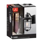 Globe Electric 44094 1-Light Outdoor/Indoor Wall Sconce, Black Finish, Seeded Glass Shade, Coastal Modern Design, Weather-Resistant, E26 Base