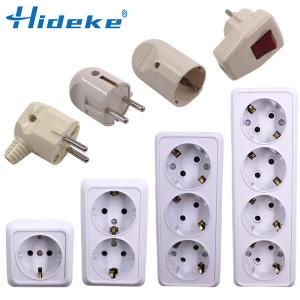 White Wall Surface 1 2 3 4 Sockets Plugs EU Exterior Electrical Outlets  Ground Power Socket Flame Retardant Paint Plastic Plug
