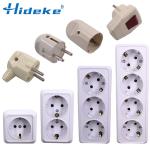 White Wall Surface 1 2 3 4 Sockets Plugs EU Exterior Electrical Outlets  Ground Power Socket Flame Retardant Paint Plastic Plug