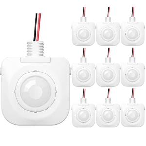 EverElectrix Ceiling Occupancy Motion Sensor, Passive Infrared Technology, High Bay Fixture Mount 360 Degree, Hard-Wired, 120-277 VAC, Commercial/Industrial Grade, 10-Pack