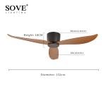 SOVE Ceiling Fan White Low Floor 17cm DC Ceiling Fan With Remote Control Simple Ceiling Fans Without Light 220V