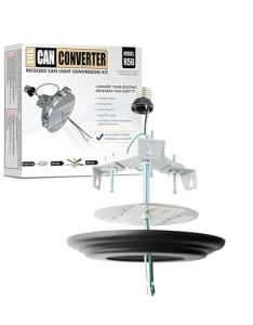 The Can Converter R56 Recessed Can Light Conversion Kit w/ 7"¾ Beveled Ceiling Medallion - Home Improvement for 5" & 6" Cans, Ceiling Fan & Light Fixture Converter Kit, UL Certified, Matte Black
