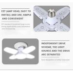 E27 Fan Shape Foldable  LED Bulb AC220V/110V Deformation for Home Ceiling Lights Warehouse and Garage White Leaf Light 6500K
