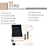 Bates - Paint Tray Set, Paint Rollers, Paint Brushes for Wall, Tray, Roller Brush, 11 Piece Home Painting Supplies, Foam Brush, House Painting Supplies, Painting Tools, Interior, Exterior