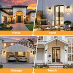 FOLKSMATE 2 Pack Dusk to Dawn Outdoor Wall Light Fixtures, Exterior Porch Light, Waterproof Wall Sconces Lanterns, Sensor Lighting Wall Mount for House Doorway Garage, Black