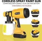 Paint Sprayer for Dewalt 20V Max Battery 200W Motor, 4 Copper Nozzles, HVLP for Interior/Exterior Home Painting (No Battery)