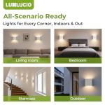 LUXLUCIO 2 Pack Indoor Outdoor White Up and Down LED Wall Light, Modern Bedroom/Porch Wall Lamp, IP65 Waterproof, 5%-100% Dimmable 18W 1620lm, 5CCT (2700K-5000K), CRI90+, 120V-277V