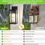 MAXvolador Outdoor Wall Sconce, Exterior Waterproof Wall Lantern Light Fixtures, Black Porch Lights with Toughened Glass Shade, Anti-Rust E26 Socket Front Door Mount Lighting, 2 Pack