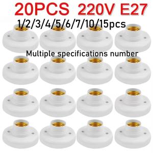 1-20PCS 220V E27 Screw Lamp Stand Light Bulb Socket Holder Adapter Base Cap Socket White Ceiling Light Lamp Bulb Fixing Base