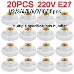 1-20PCS 220V E27 Screw Lamp Stand Light Bulb Socket Holder Adapter Base Cap Socket White Ceiling Light Lamp Bulb Fixing Base