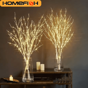 HOMEFISH 1 PC White Birch Branch LED Festive Lights Battery Operated for Christmas Party Wedding Outdoor Decoration Twig Lights