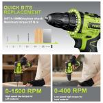 POWKITS Cordless Drill Tool Set: 12V Power Drill Tool Kit with Battery & Charger, Portable Household Basic Drills Case for Men & Women, Homeowner, Diyer, Handyman, 142 Piece