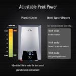 Mount Steel Pioneer Series [12kW–18kW Adjustable] Electric Tankless Water Heater – Configurable Max Power to Fit Your Panel – Self-Modulating for Stable Temp – 99% Efficient Whole House – 240V