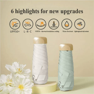 Low Price Promotion Mini Sun Umbrella Pocket Rain Umbrella Vinyl Folding UV Ultraviolet Protection Sun Shade Pocket Parasol