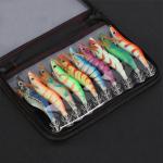 Luminous Wood Shrimp Fishing Lure, Squid Octopus Lure, 3D Eyes, Hard Bait Wobbler, Squid Jig Lure with Bag, 3.0, 10Pcs