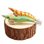 Luminous Wood Shrimp Fishing Lure, Squid Octopus Lure, 3D Eyes, Hard Bait Wobbler, Squid Jig Lure with Bag, 3.0, 10Pcs
