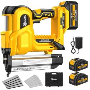 SILVEL 18 Gauge Cordless Brad Nailer, 2 in 1 Cordless Nail Gun/Electric Stapler, 2 * 4.0Ah Battery Powered Nail Gun, Fast Charging for Woodworking,Home Improvement, YELLOW