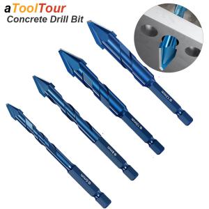 Masonry Concrete Spiral Drill Bit Eccentric for Glass Ceramic Tile Brick Plastic Wood Mason Hard Alloy Wall Hole Cutter Saw Blue