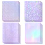 50pcs Holographic Sticker Paper 2.9 X 4.1 Inch Clear Vinyl Self-Adhesive Waterproof Transparent Cold Laminating Film for Crafts