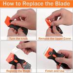 Plastic & Metal Razor Blade Scraper, Window Glass Cleaner, Vinyl Film & Adhesive Remover Tool for Car & Home