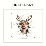 3D Reindeer Break-Through Wall Decal, Vinyl Christmas Wall Stickers, Removable Holiday Decor for Home and Living Spaces