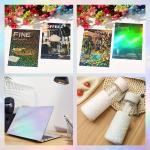 50pcs Holographic Sticker Paper 2.9 X 4.1 Inch Clear Vinyl Self-Adhesive Waterproof Transparent Cold Laminating Film for Crafts