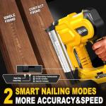 SILVEL 18 Gauge Cordless Brad Nailer, 2 in 1 Cordless Nail Gun/Electric Stapler, 2 * 4.0Ah Battery Powered Nail Gun, Fast Charging for Woodworking,Home Improvement, YELLOW